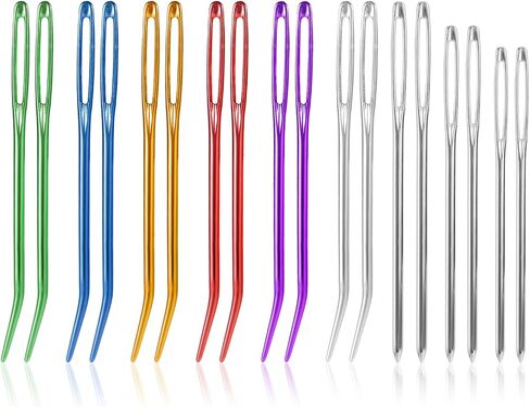 18pcs إبر خياطة كبيرة للعيون ، أدوات إبرة خيوط العيون الكبيرة من الألومنيوم مع مستلزمات مستقيمة ومنحنية مستلزمات يدوي يدوية الأدوات الخيطية لمشاريع التنسيق التضزلي للكروشيه. in Saudi Arabia