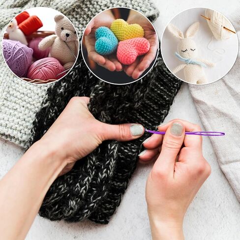 18pcs إبر خياطة كبيرة للعيون ، أدوات إبرة خيوط العيون الكبيرة من الألومنيوم مع مستلزمات مستقيمة ومنحنية مستلزمات يدوي يدوية الأدوات الخيطية لمشاريع التنسيق التضزلي للكروشيه. in Saudi Arabia