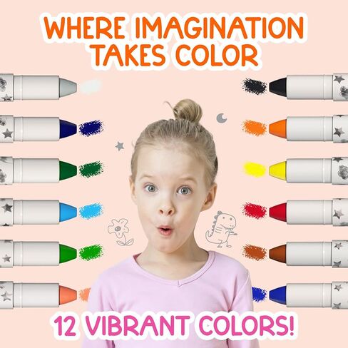 12 Twistable Crayons - Non Toxic, Washable Crayons for Toddlers, Kids Ages 3-8 - Easy To Hold - Perfect Coloring Gift for Boys and Girls - Unleash Colorful Fun in Kuwait