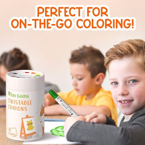 12 Twistable Crayons - Non Toxic, Washable Crayons for Toddlers, Kids Ages 3-8 - Easy To Hold - Perfect Coloring Gift for Boys and Girls - Unleash Colorful Fun in Kuwait