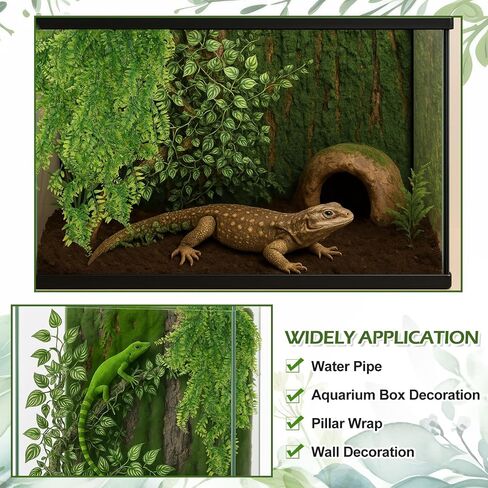 Reptile Plants for Terrarium Bearded Dragon Includes Moss Bark Hanging Plant Vines Artificial Leaves Flexible Vines Jungle Climbing Branch for Leopard Gecko Tank Decor in Saudi Arabia