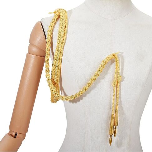 MAYJOYDIY Golden Shoulder Epaulets Aiguillette 36.77x0.63 inch Brass Round End Traditional Braided Shoulder Cord Badge for Army and Stage Performance Clothes Decoration Uniform Accessory in Saudi Arabia