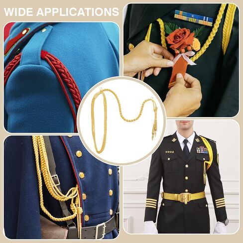 MAYJOYDIY Golden Shoulder Epaulets Aiguillette 36.77x0.63 inch Brass Round End Traditional Braided Shoulder Cord Badge for Army and Stage Performance Clothes Decoration Uniform Accessory in Saudi Arabia