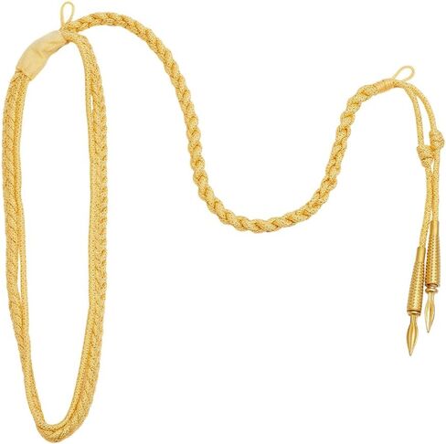 MAYJOYDIY Golden Shoulder Epaulets Aiguillette 36.77x0.63 inch Brass Round End Traditional Braided Shoulder Cord Badge for Army and Stage Performance Clothes Decoration Uniform Accessory in Saudi Arabia