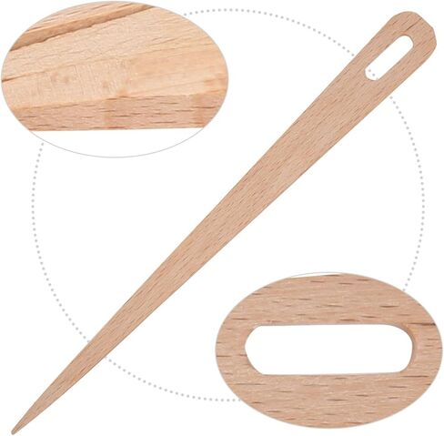 Kodrily 5pcs نسج الإبر ، مجموعة أدوات نسج الخشب الكبيرة ، شوكة الحياكة الزان ، أداة خشب يدوية DIY ، إبر محمولة نسج العصي للحرف اليدوية للخياطة الغزل in Kuwait