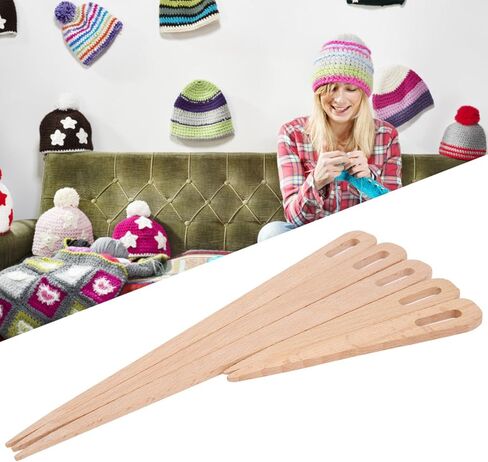 Kodrily 5pcs نسج الإبر ، مجموعة أدوات نسج الخشب الكبيرة ، شوكة الحياكة الزان ، أداة خشب يدوية DIY ، إبر محمولة نسج العصي للحرف اليدوية للخياطة الغزل in Kuwait