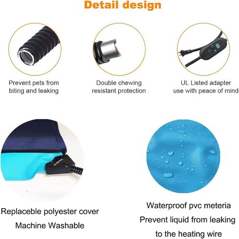 Pet Heating Pad for Cats & Small Dogs -18x18 Inch, 6 Heat Levels with Timer, Waterproof, Removable Washable Cover, Chew-Proof Cord, Digital Display in Kuwait