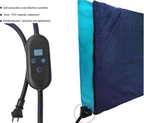 Pet Heating Pad for Cats & Small Dogs -18x18 Inch, 6 Heat Levels with Timer, Waterproof, Removable Washable Cover, Chew-Proof Cord, Digital Display in Kuwait