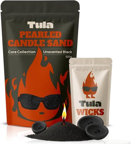 Tula Pearled Candle – 18 oz Pearled Candles Sand and Wicks Kit – Plant-Based Pearled Wax – No Paraffin and Pet-Friendly – Unscented Refillable Candle Pearls - 20 wicks – Long-Lasting White Sand Refill in Saudi Arabia