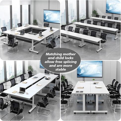 Modern Folding Conference Table, Connecting Office Conference Room Table for 2-10 Person Modular Office Training Tables for Classroom Conference Room (4 Pack 63" L * 23.6" W *29.5" H) in Saudi Arabia