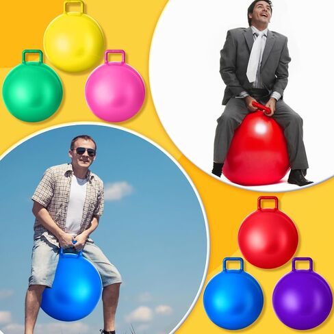 MeOoeck 9 PCS Hopper Ball Carnival لعبة خارجية 22 بوصة قفز كرة نطاط في الهواء الطلق مع مقابض ومضخة الهواء لألعاب المدارس الرياضية (متعدد الألوان) in Kuwait