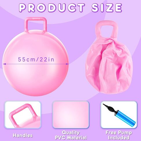 MeOoeck 9 PCS Hopper Ball Carnival لعبة خارجية 22 بوصة قفز كرة نطاط في الهواء الطلق مع مقابض ومضخة الهواء لألعاب المدارس الرياضية (متعدد الألوان) in Kuwait