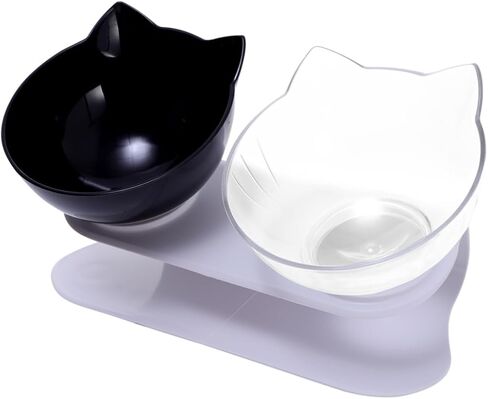 Merryhapapy Cat Ears Double Bowl Portable Two Color Cat Catmer Bowl Bown Description Desactable Desactable To Sycording Mater in Saudi Arabia