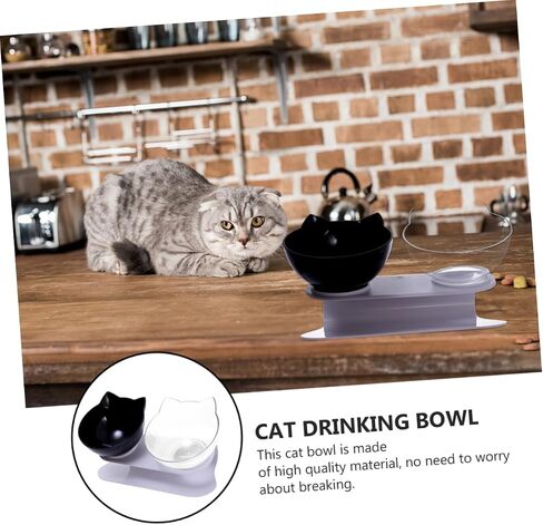 Merryhapapy Cat Ears Double Bowl Portable Two Color Cat Catmer Bowl Bown Description Desactable Desactable To Sycording Mater in Saudi Arabia