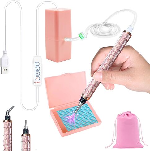 Muzagroo Art Electric Diamond Painting Pen with Adjustable Suction for Adults, Vacuum Pen for Diamond Art with Storage Bag, Diamond Painting Accessories Tools E-Painter Pen No Need Wax (Blue) in Saudi Arabia