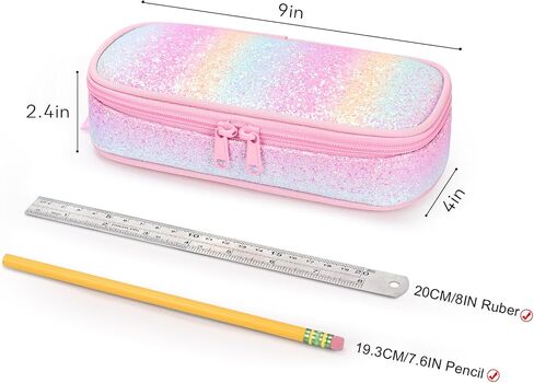 Mibasies Girls Pencil Case for Kids و Multi Inlot Pency Bagust و Pink Blue Rainbow in Kuwait