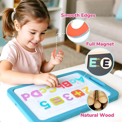 JoyCat Wooden Magnetic Letters and Numbers, Large ABC 123 Alphabet Fridge Magnets for Toddlers & Kids, Uppercase Letters, Math Symbols, Preschool Educational Learning Refrigerator Toy Set (63 PCS) in Saudi Arabia