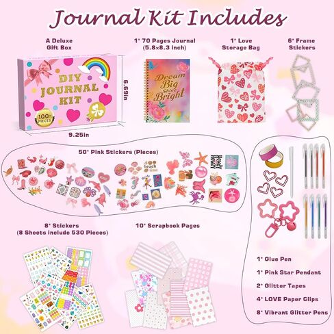 DIY Journal Kit for Girls Age 8-14, Craft Kits Gifts for Teenage Girls,Diary Notebook Scrapbook Stationery Gift Set,Christmas Birthday Gift Ideas for 8 9 10 11 12 13 14 Year Old Girl Daughter Teen in Saudi Arabia