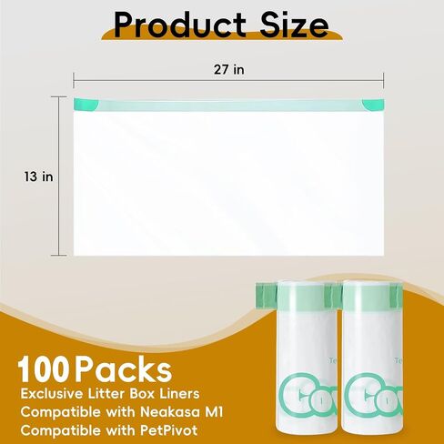 100 Count 27" x 13" Cat Litter Box Bags, Neakasa M1 and PetPivot Litter Bags, Automatic Litter Box Liners with Drawstring, Extra Thick Leak-Proof Pet Waste Bags in Saudi Arabia