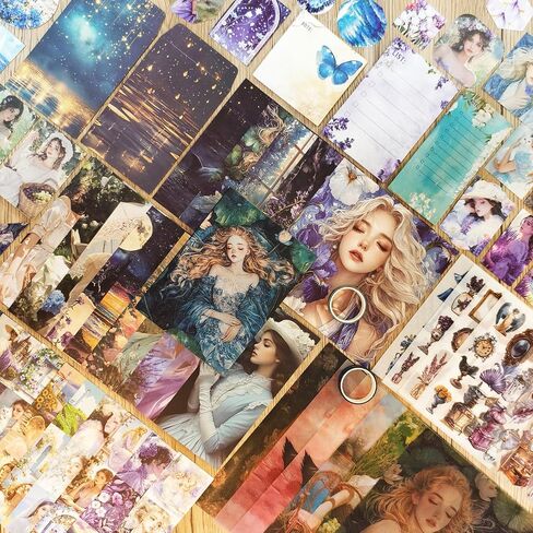 Scrapbooking Supplies Kit, Vintage People Aesthetic Scrapbook Kit, Junk Journal Supplies with Scrapbook Paper, Scrapbook Stickers, A6 Grid Notebook, Stationery, Journaling Supplies for DIY Art Craft in Kuwait