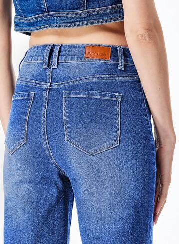 Sidefeel Women's Wide Leg Jeans Casual High Waisted Straight Stretch Denim Pants with Pockets in Saudi Arabia