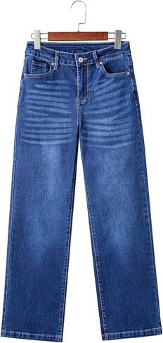 Sidefeel Women's Wide Leg Jeans Casual High Waisted Straight Stretch Denim Pants with Pockets in Saudi Arabia