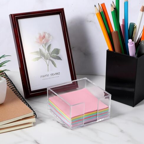 حامل ملاحظة لزجة أكريليك ، حامل 3 × 3 Clastal Clear Notepad Holder Anti-Slip Post Post Moversions حاملي الملاحظة اللزجة لموزعات مكتب Office Desk Home Organizer in Kuwait