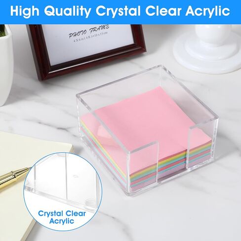 حامل ملاحظة لزجة أكريليك ، حامل 3 × 3 Clastal Clear Notepad Holder Anti-Slip Post Post Moversions حاملي الملاحظة اللزجة لموزعات مكتب Office Desk Home Organizer in Kuwait