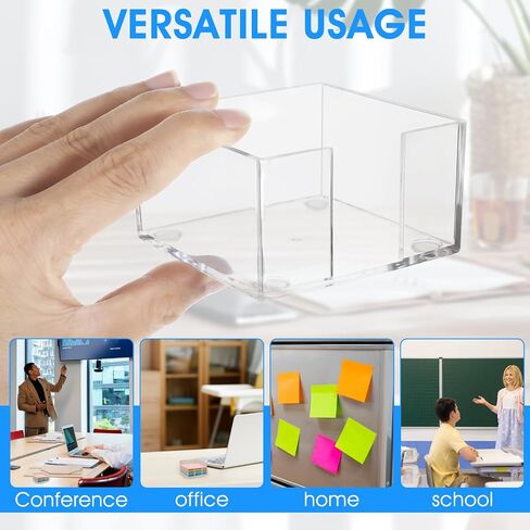 حامل ملاحظة لزجة أكريليك ، حامل 3 × 3 Clastal Clear Notepad Holder Anti-Slip Post Post Moversions حاملي الملاحظة اللزجة لموزعات مكتب Office Desk Home Organizer in Kuwait