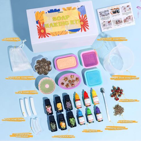 Dewiitine DIY Soap Making Kit, Soap Kit with Soap Mold Melt and Pour Soap Base Fragrances Dried Flowers Glitter Soap Colorant DIY Craft Kit for Adults Beginners in Saudi Arabia