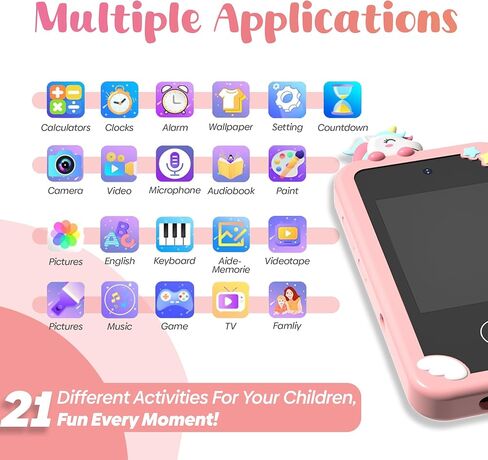 Kids Smart Phone Toy for Boys & Girls Ages 3–9 – 2.8" Touchscreen, Dual Camera, 16 Learning Games, Music Player, 8GB SD Card, No WiFi Needed, Montessori Gift for Toddlers, Birthday & Holiday Present in Saudi Arabia
