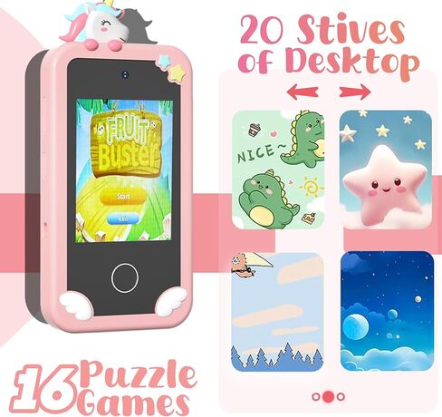 Kids Smart Phone Toy for Boys & Girls Ages 3–9 – 2.8" Touchscreen, Dual Camera, 16 Learning Games, Music Player, 8GB SD Card, No WiFi Needed, Montessori Gift for Toddlers, Birthday & Holiday Present in Saudi Arabia