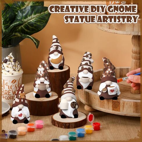 Eersida 6 Sets Fall Gnome Ready to Paint Your Own Autumn Decor 3D Statues 4'' DIY Unpainted Ceramics Fall Gnome Figurines Kit Blank Paintable Ceramic Classroom Craft Thanksgiving Autumn Decoration in Saudi Arabia