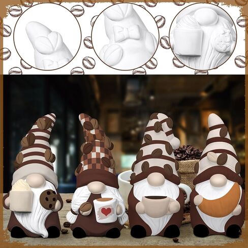 Eersida 6 Sets Fall Gnome Ready to Paint Your Own Autumn Decor 3D Statues 4'' DIY Unpainted Ceramics Fall Gnome Figurines Kit Blank Paintable Ceramic Classroom Craft Thanksgiving Autumn Decoration in Saudi Arabia