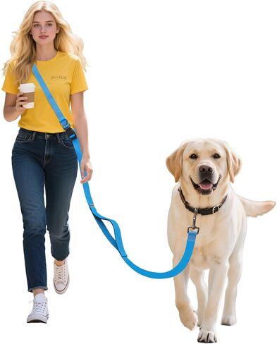 Hands Free Dog Leash,Galaxy Reflective Crossbody Leash, 6–9.5 ft Adjustable Heavy Duty Waist Belt for Medium and Large Dogs Walking,Running,Jogging,Training,Night Walking （290cm, Black in Kuwait