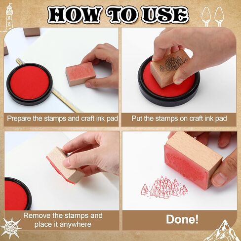 Marspark 24 PCS Compass Mountains Stamp Combo Map Making Rubber Stamp Stamps Compass Outdoor Scenery Stamps لمغامرات آر بي جي ، ورواية القصص ، والمشاريع الإبداعية in Kuwait