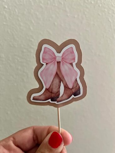 Cowgirl Party Cupcake Toppers, Western Theme Cake Decorations, Pink, Cream and Brown, Set of 12 in Saudi Arabia