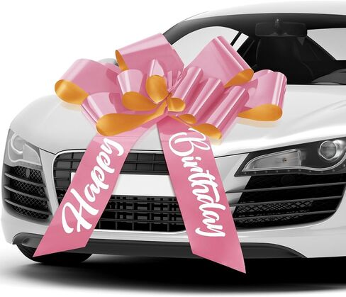 Giant Birthday Car Bow 30 Inch Large Pull Ribbon, Huge Wrapping Bow Car Decoration for Christmas Parties Birthday(Blue) in Saudi Arabia