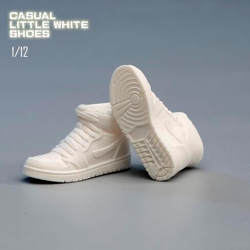 1/12 Scale Figure Shoes White Sport Shoes Model for 6-inches Action Figure Body Doll, Unisex Male Female 1/12 Action Figure Doll Shoes Match Accessory in Saudi Arabia