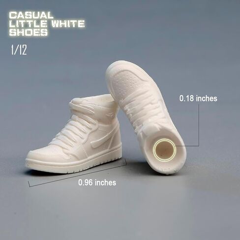 1/12 Scale Figure Shoes White Sport Shoes Model for 6-inches Action Figure Body Doll, Unisex Male Female 1/12 Action Figure Doll Shoes Match Accessory in Saudi Arabia
