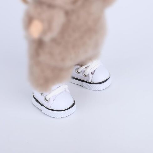 2pcs Doll Shoes, Mini Cute Fashion White Sneakers Cute Clothes Accessories for 15cm 17cm Dolls Outfit & Display (Dolls Not Included) in Saudi Arabia