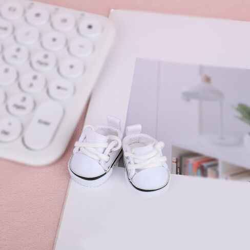 2pcs Doll Shoes, Mini Cute Fashion White Sneakers Cute Clothes Accessories for 15cm 17cm Dolls Outfit & Display (Dolls Not Included) in Saudi Arabia