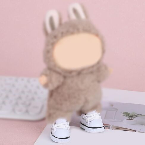 2pcs Doll Shoes, Mini Cute Fashion White Sneakers Cute Clothes Accessories for 15cm 17cm Dolls Outfit & Display (Dolls Not Included) in Saudi Arabia