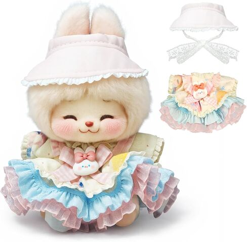 (2-Pack) 17cm Clothes Set, Black Plaid Outfit & Pink Plaid Dress Set, Stylish Doll Clothes with Bow Clip & Unique Metallic Details, Adorable Doll Accessories for 17cm Dolls in Kuwait