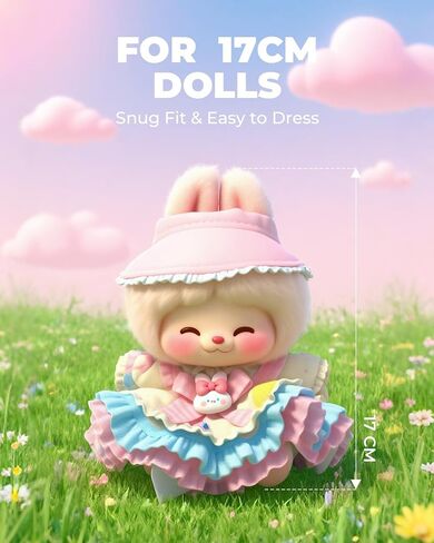(2-Pack) 17cm Clothes Set, Black Plaid Outfit & Pink Plaid Dress Set, Stylish Doll Clothes with Bow Clip & Unique Metallic Details, Adorable Doll Accessories for 17cm Dolls in Kuwait
