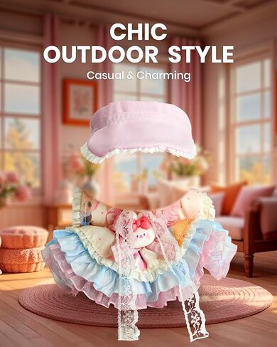 (2-Pack) 17cm Clothes Set, Black Plaid Outfit & Pink Plaid Dress Set, Stylish Doll Clothes with Bow Clip & Unique Metallic Details, Adorable Doll Accessories for 17cm Dolls in Kuwait