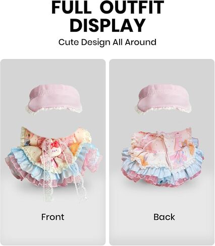 (2-Pack) 17cm Clothes Set, Black Plaid Outfit & Pink Plaid Dress Set, Stylish Doll Clothes with Bow Clip & Unique Metallic Details, Adorable Doll Accessories for 17cm Dolls in Kuwait