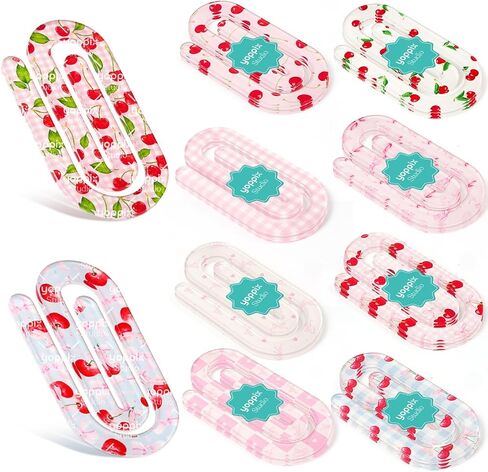 20 Pcs Jumbo Cherry Bow Acrylic Paper Clips Teacher Appreciation Gift Cute Pink Bow Paperclip Design for Office Classroom Bookmark Gift Book Lovers, Back to School Supplies in Saudi Arabia