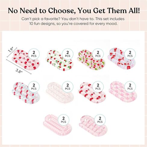 20 Pcs Jumbo Cherry Bow Acrylic Paper Clips Teacher Appreciation Gift Cute Pink Bow Paperclip Design for Office Classroom Bookmark Gift Book Lovers, Back to School Supplies in Saudi Arabia