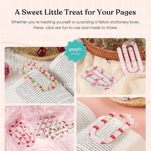 20 Pcs Jumbo Cherry Bow Acrylic Paper Clips Teacher Appreciation Gift Cute Pink Bow Paperclip Design for Office Classroom Bookmark Gift Book Lovers, Back to School Supplies in Saudi Arabia